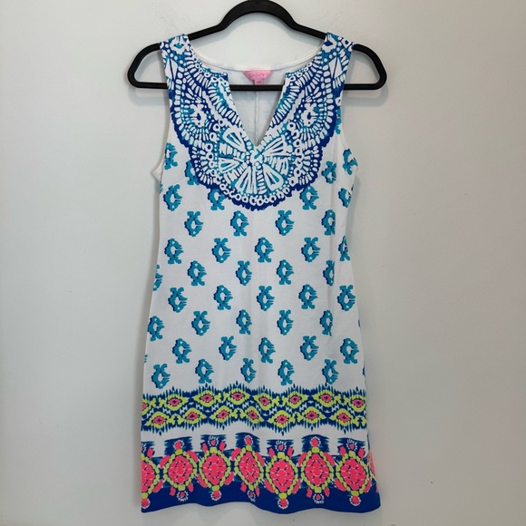 Lilly Pulitzer Harper to the Sea Shift Dress Turtle Fish XXS - Picture 2 of 9